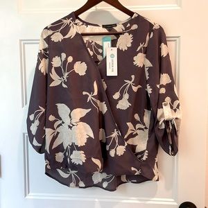 West Kei blouse. Dusty purple floral pattern size small
